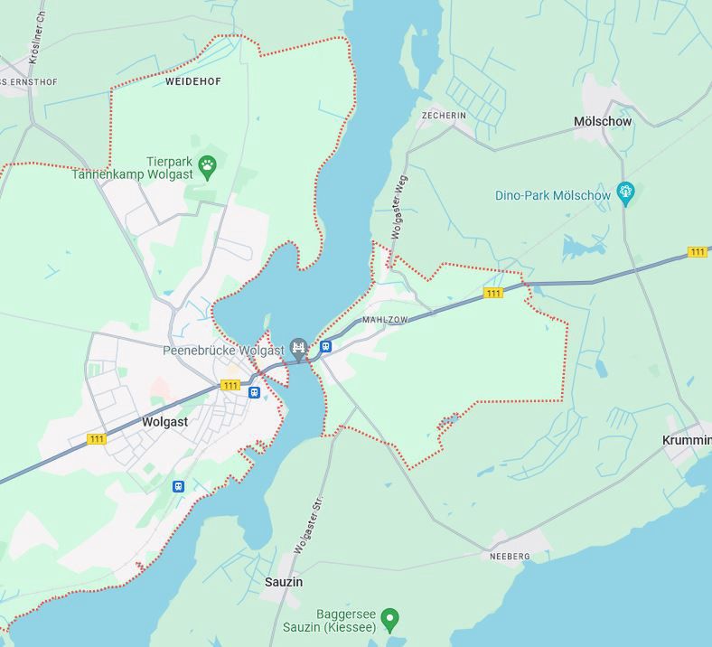 Most prowadzący w mieście Wolgast na wyspę Uznam