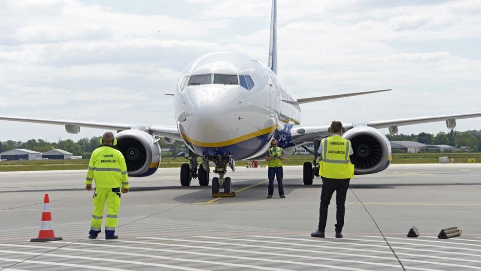 Samolot Ryanair na łódzkim lotnisku