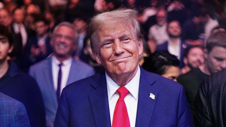 NEW YORK, NEW YORK - NOVEMBER 16: President-elect Donald Trump looks on during the UFC 309 event at Madison Square Garden on November 16, 2024 in New York City. (Photo by Jeff Bottari/Zuffa LLC)