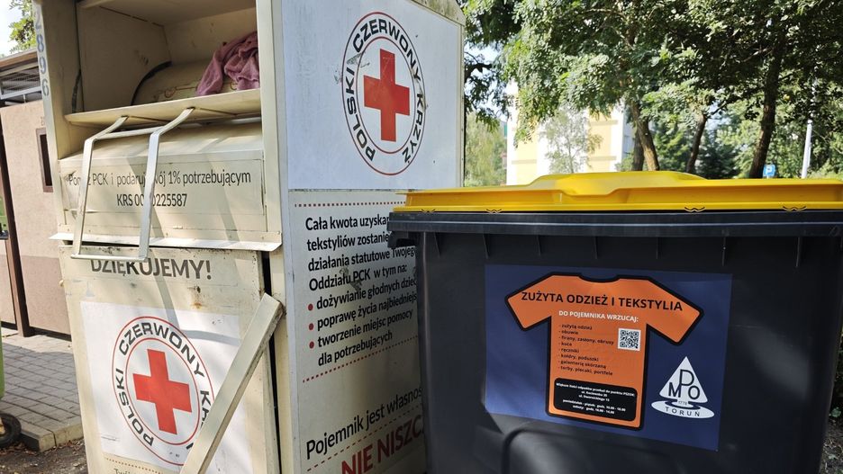 Pojemniki na niepotrzebną odzież na Rubinkowie w Toruniu