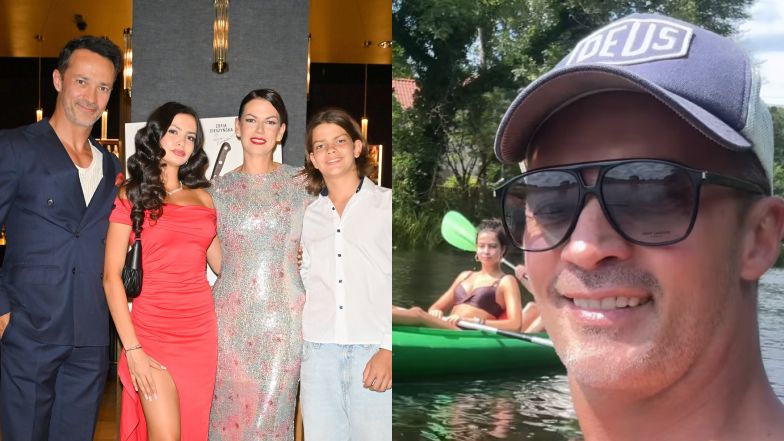 Wakacyjny Rafał Cieszyński z rodziną na kajakach