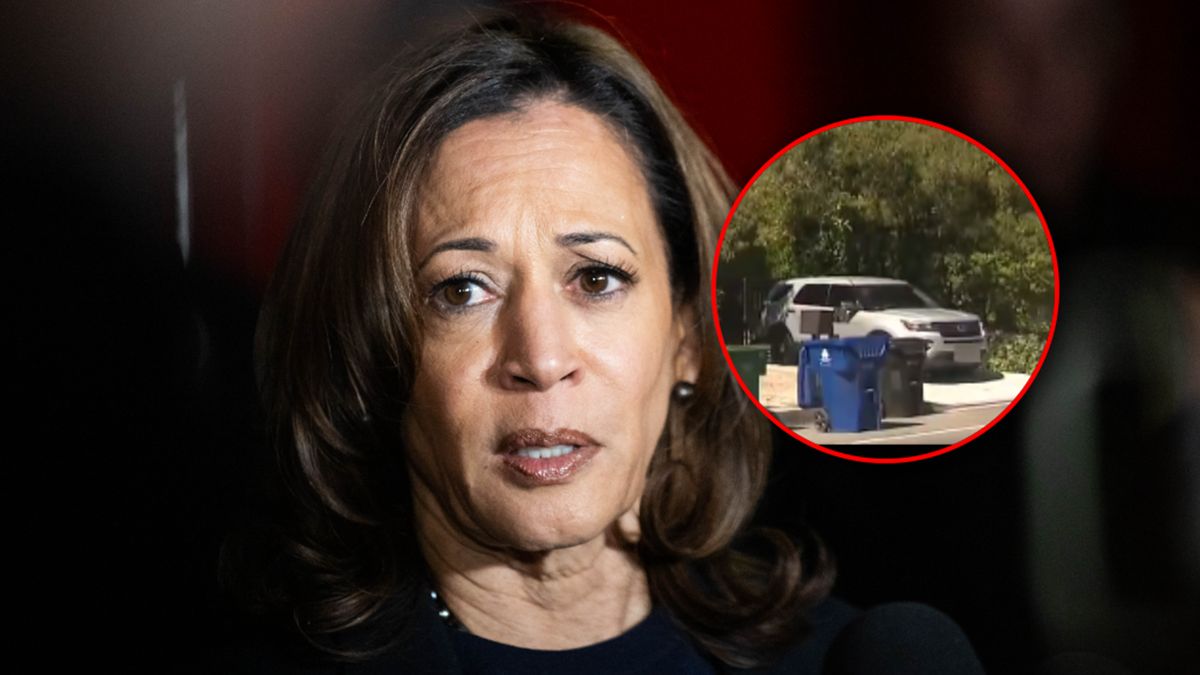 Bezpieczeństwa Kamali Harris pilnują policjanci.