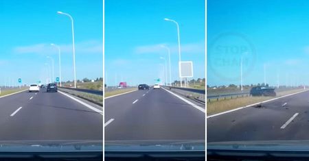Kierowca skody zajechał drogę i ostro zahamował. Ford uderzył w bariery energochłonne