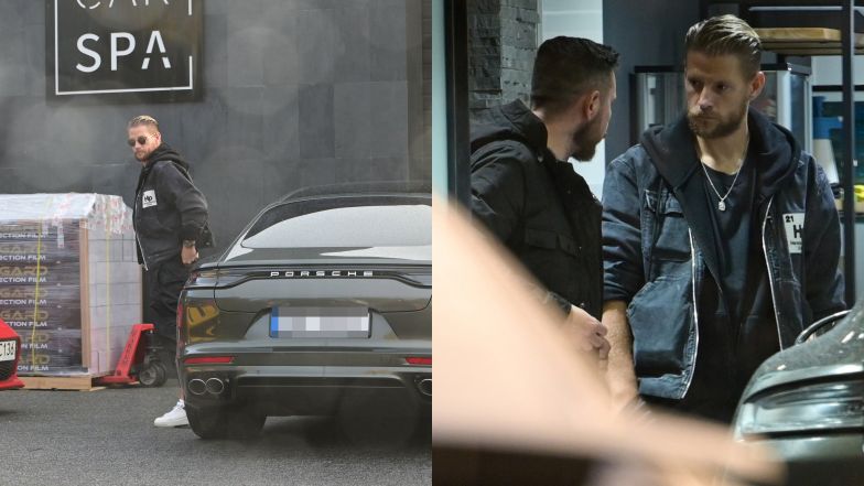 Sebastian Fabijański odbiera z salonu porsche