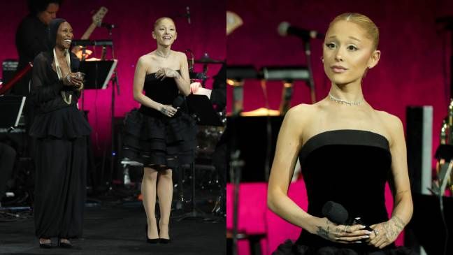 Szczuplutka Ariana Grande odsłania nogi na CinemaCon 2025
