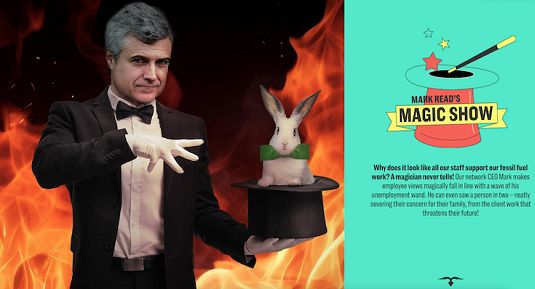 Aktywiści klimatyczni atakują WPP. Szef holdingu przedstawiony jako iluzjionista