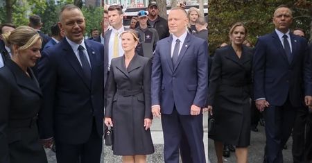 Karol i Marta Nawroccy dotarli do Nowego Jorku. Pierwsza dama dotrzymywała kroku mężowi w ELEGANCKIM płaszczu (ZDJĘCIA)