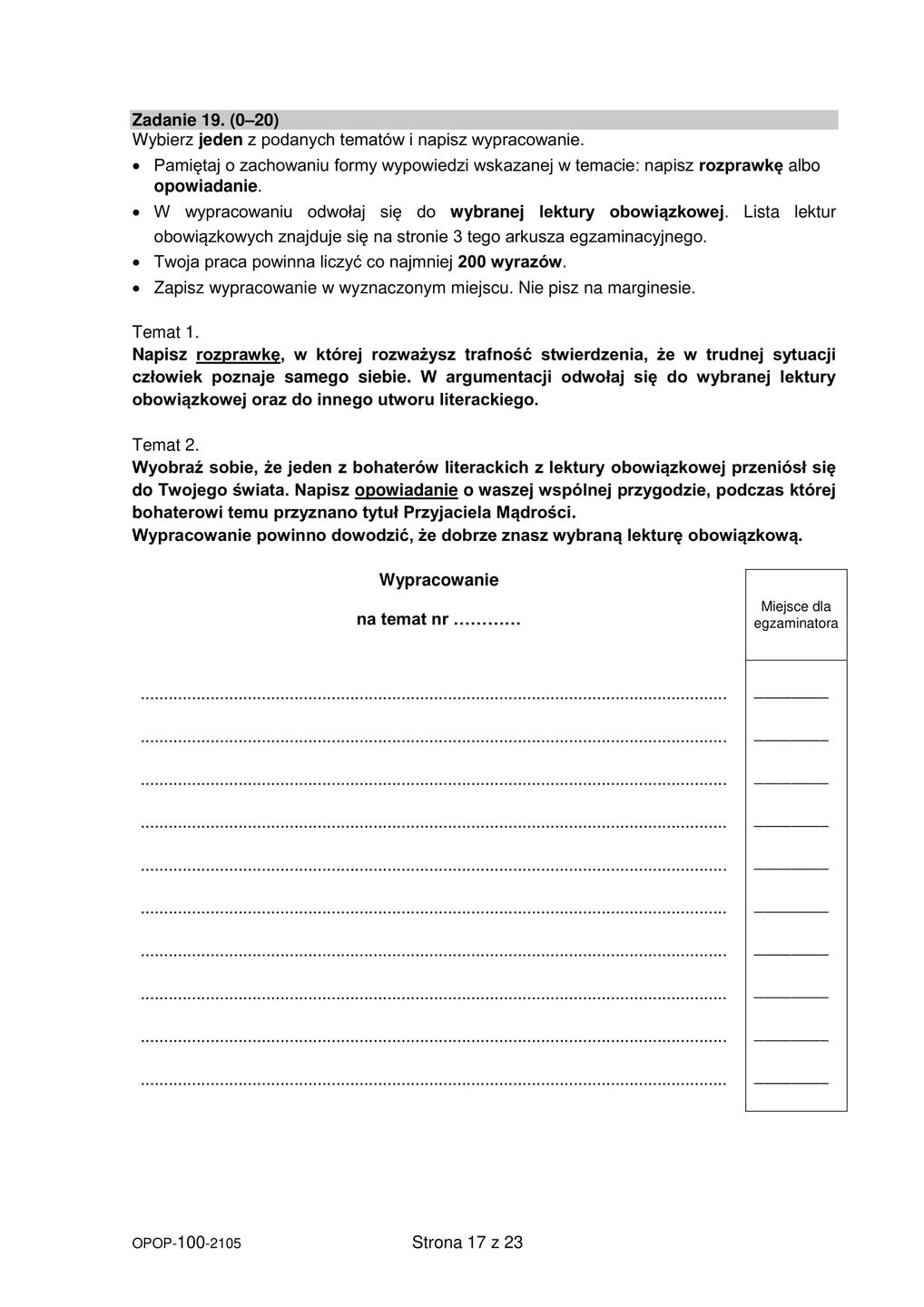 Egzamin ósmoklasisty 2021. Język Polski