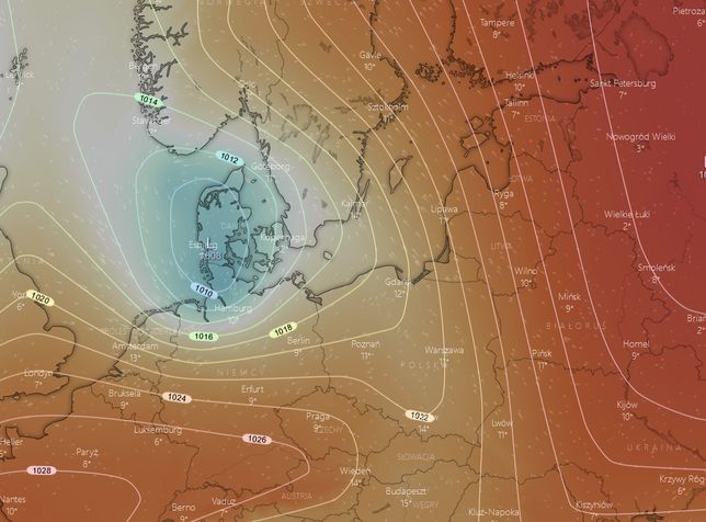 Pogoda. Układ niżowy Yogi nad Morzem Północnym