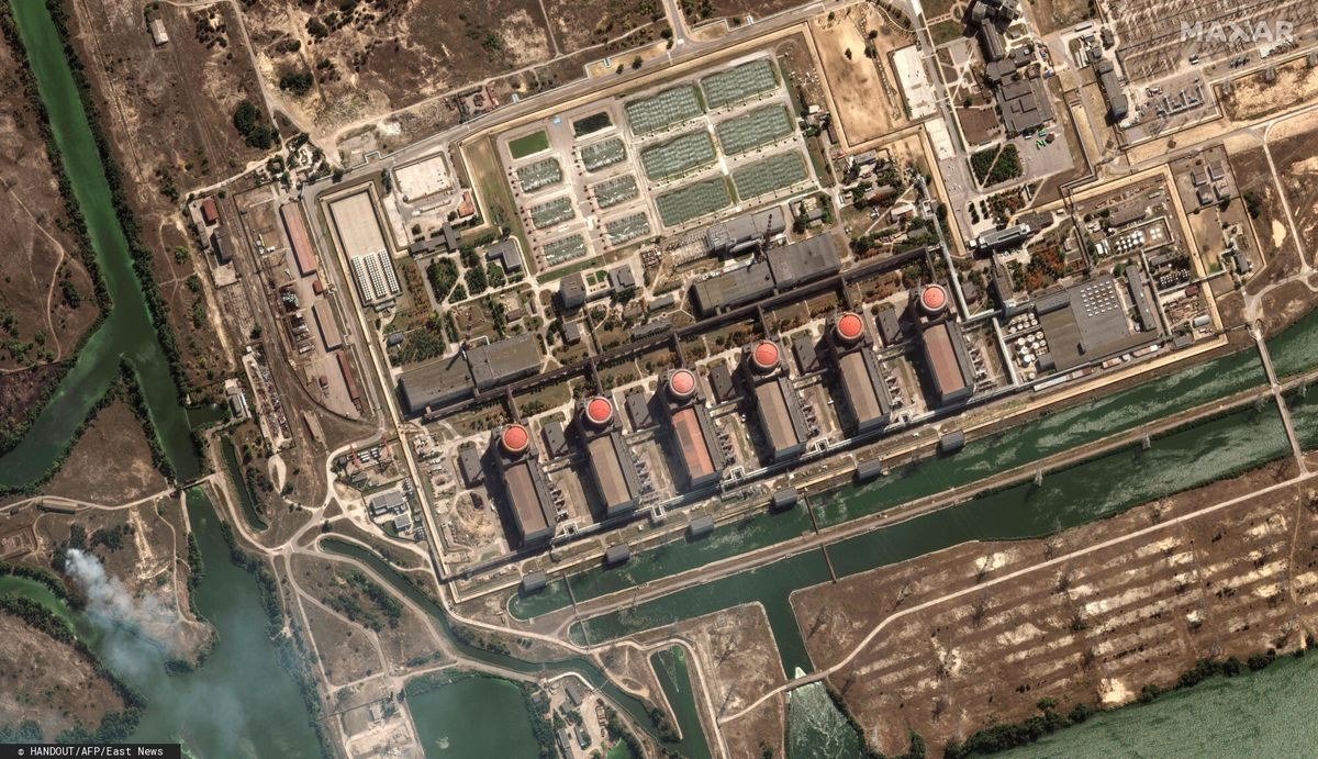Zaporoska Elektrownia Jądrowa na zdjęciu satelitarnym wykonanym w sierpniu 2022 roku