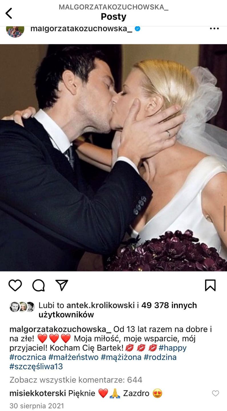 Post Małgorzaty Kożuchowskiej z 2021 roku