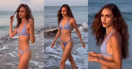 Brodząc w morskich falach, Anastazja Kuś chwali się ZABÓJCZĄ SYLWETKĄ w bikini (FOTO)