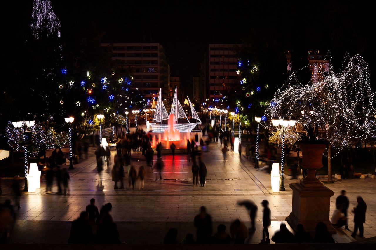 Syntagma Square in Athens during the holidays