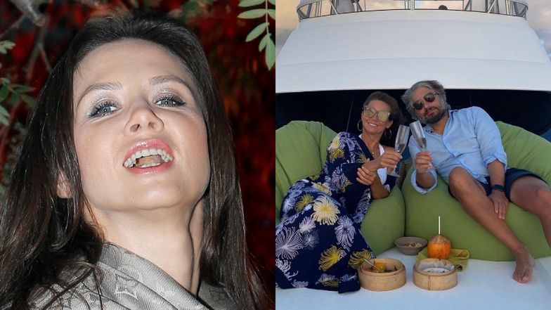 Kinga Rusin sączy szampana z ukochanym Markiem