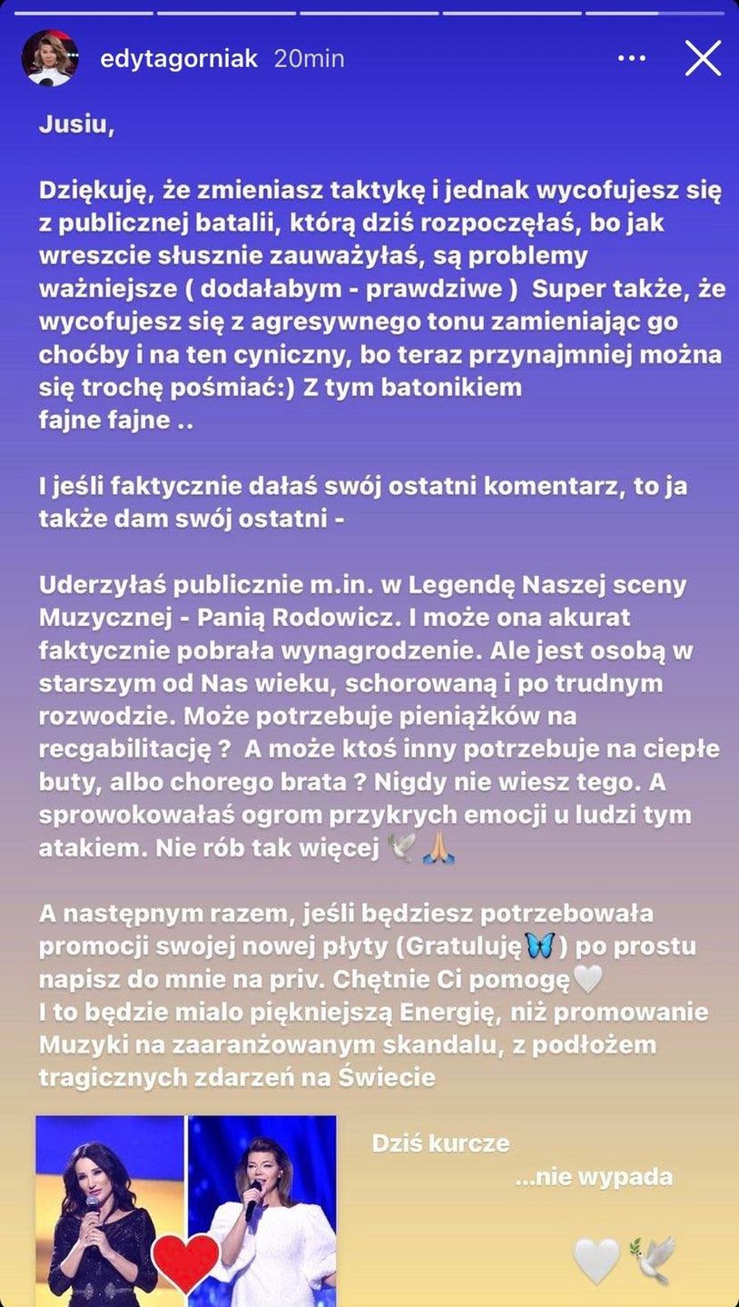 Odpowiedź Edyty Górniak