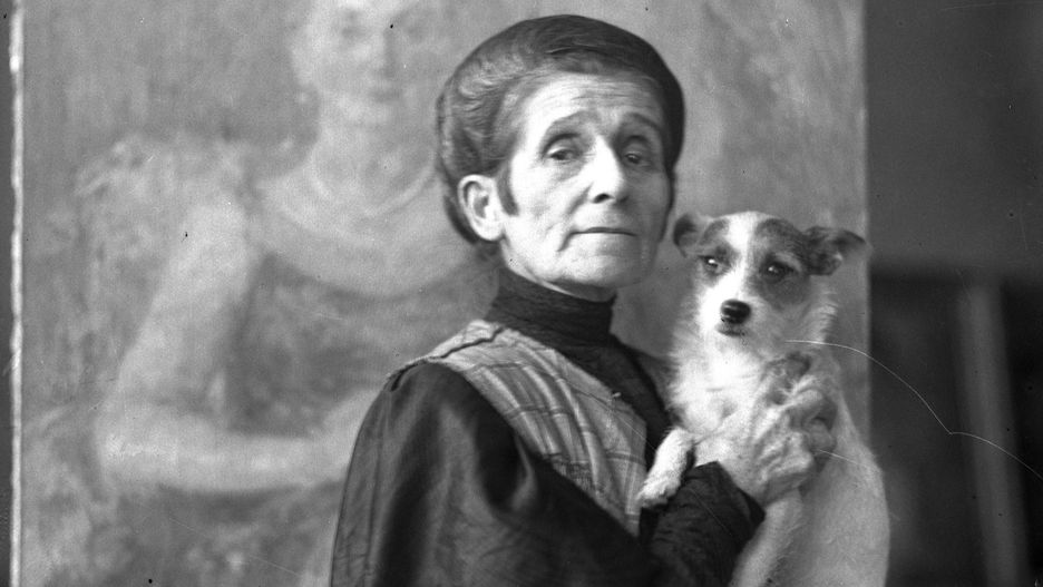 Olga Boznańska z psem Kwi-Kwi
