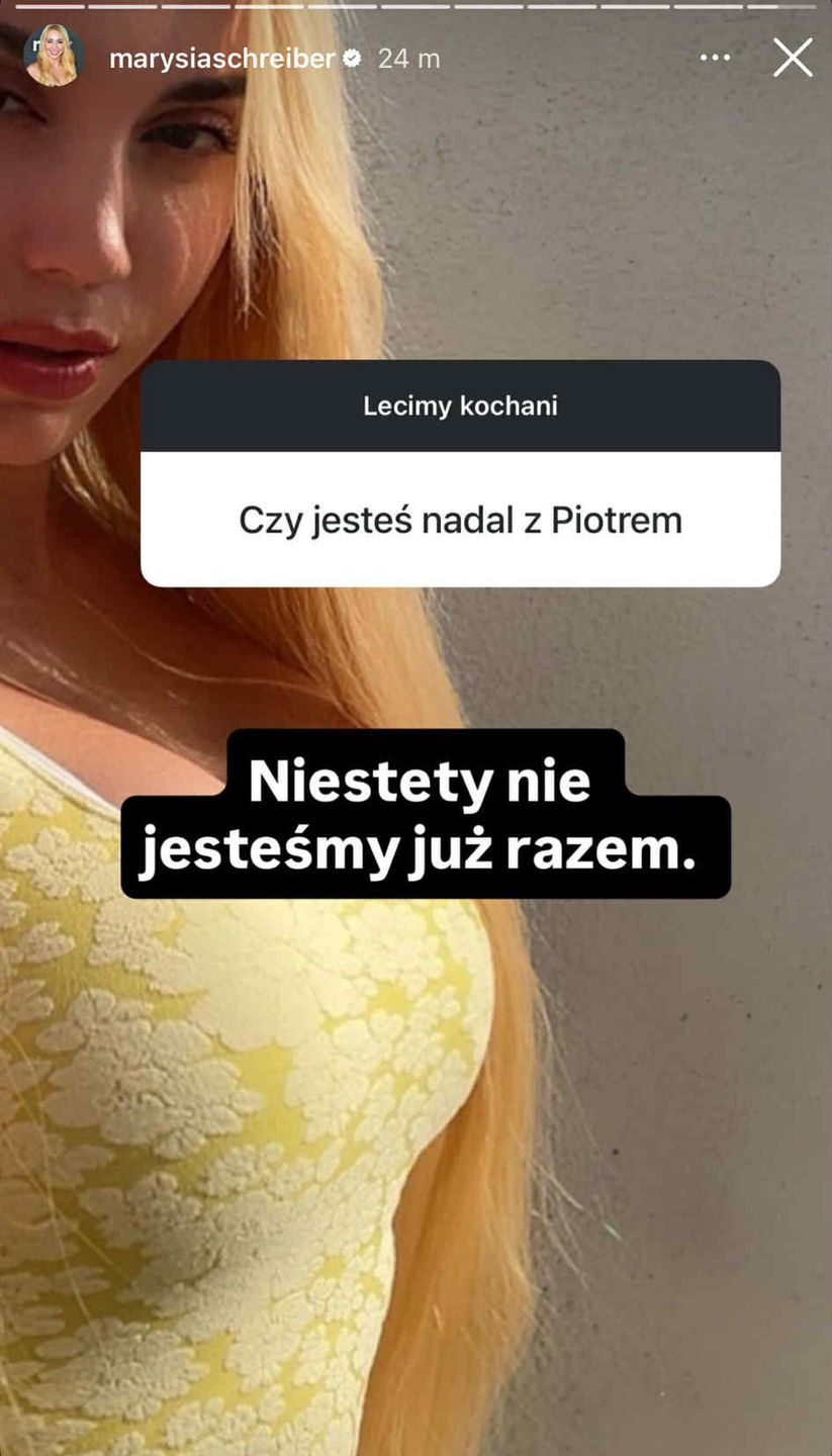 Marianna Schreiber potwierdziła rozstanie z Piotrem Korczarowski