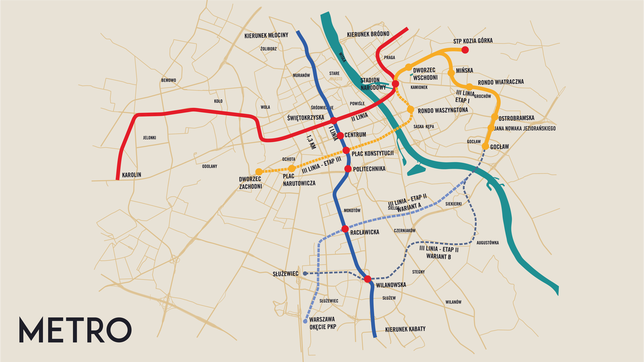 Warszawa. Plan metra