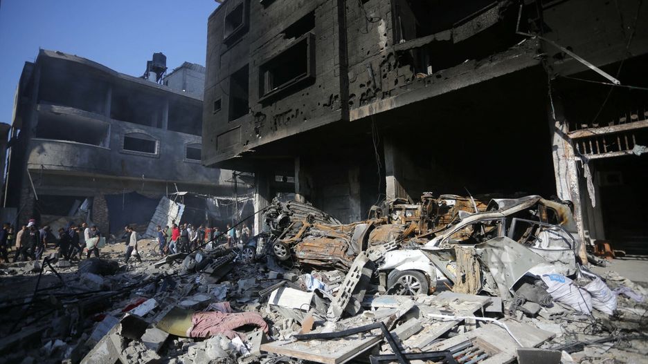 Temporary
GAZA CITY, GAZA - NOVEMBER 17: A view of debris of destroyed buildings after Israeli army's airstrike at Nuseirat Refugee Camp as Israel's attacks continue on its 42nd day in Gaza Strip on November 17, 2023. Ashraf Amra / Anadolu
AA/ABACA