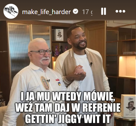 Mem z Lechem Wałęsą i Willem Smithem