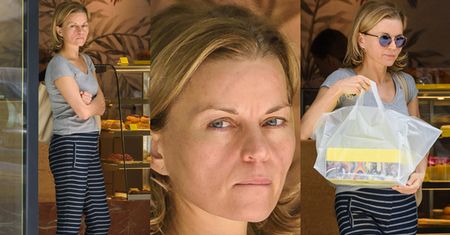 Małgorzata Foremniak bez makijażu kupuje tort (ZDJĘCIA)