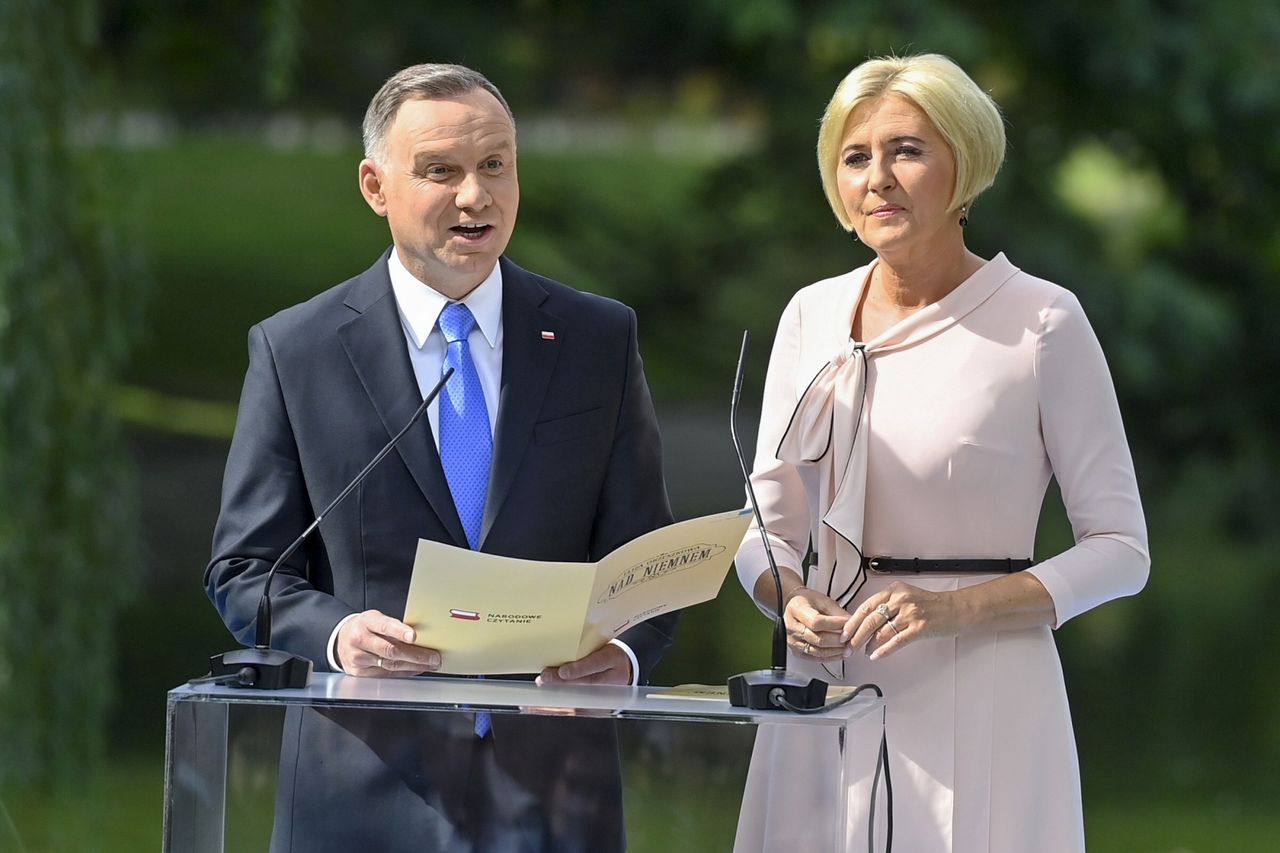 Agata Duda i Andrzej Duda na inauguracji Narodowego Czytania