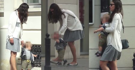 Ciężarna Czartoryska z dzieckiem na spacerze