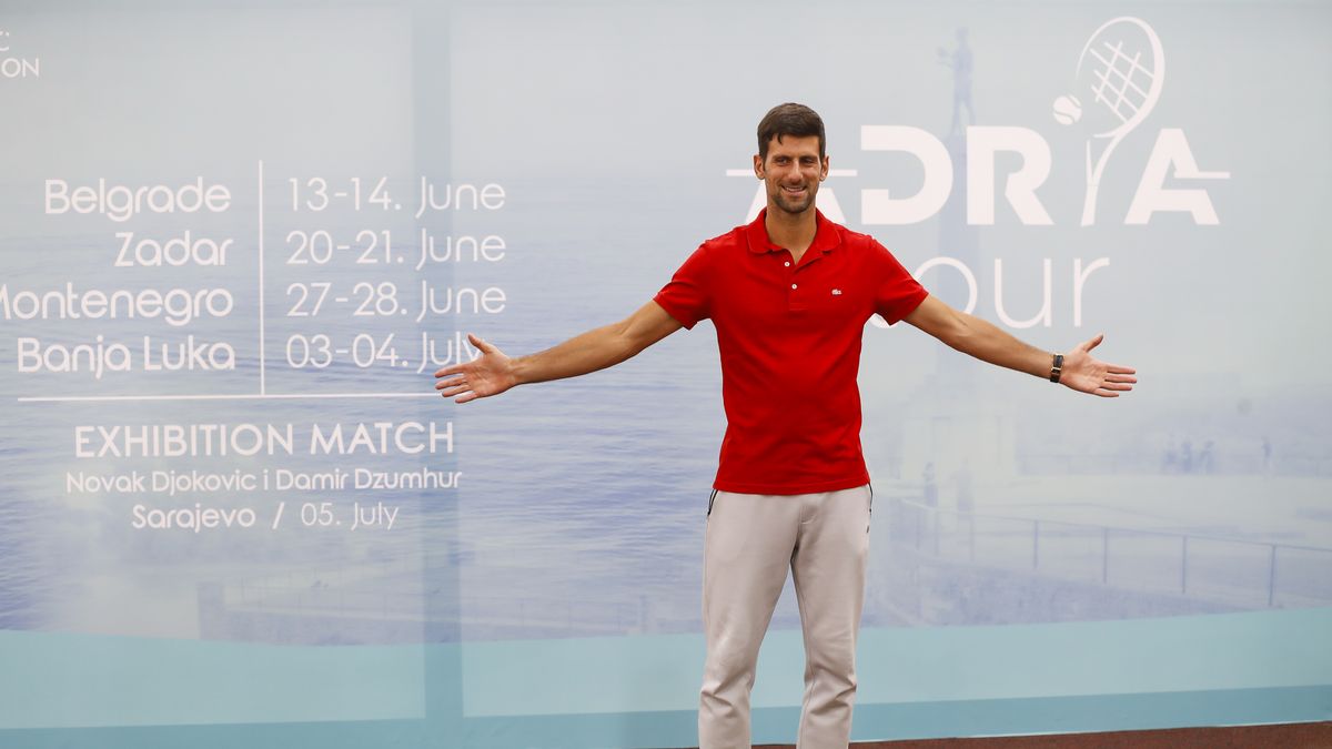 BELGRADE, SERBIA - MAY 25: Novak Djokovic of Serbia pose for a photo at a news conference on the upcoming Adria Tour tennis tournament at Novak Tennis Centre on May 25, 2020 in Belgrade, Serbia. (Photo by Srdjan Stevanovic/Getty Images)