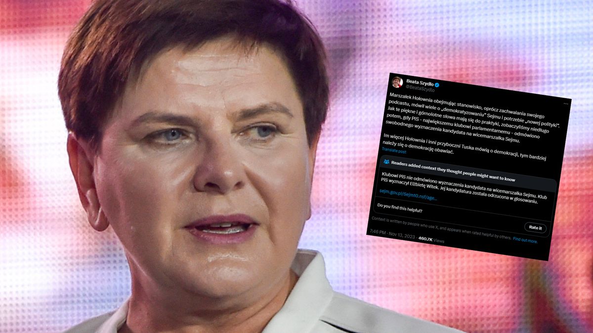 Beata Szydło uderzyła w opozycję, a Twitter dodał do jej wpisu adnotację