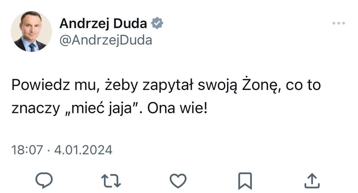 Wpis na profilu prezydenta szybko został skasowany