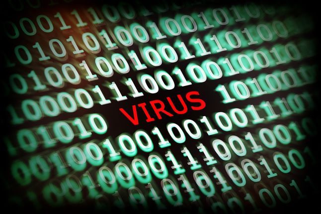 Internet security concept for virus, unsecured system and hacking