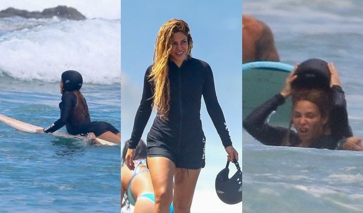 Shakira szlifuje swoje umiejętności na desce surfingowej