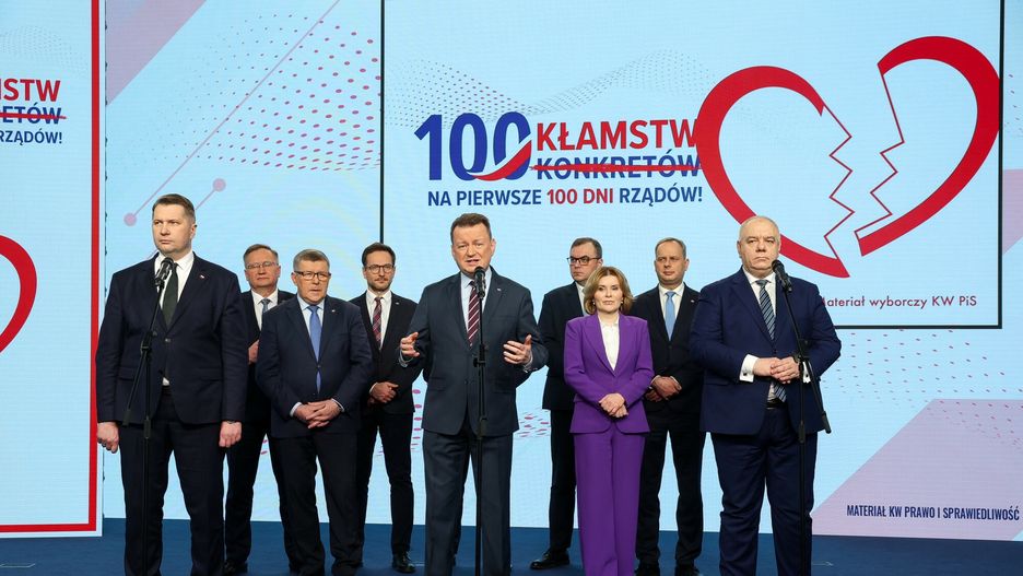 Na konferencji prasowej wystąpili Przemyslaw Czarnek, Mariusz Blaszczak i Jacek Sasin