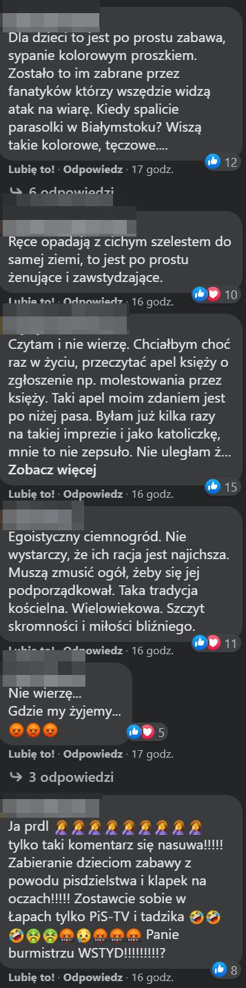 Komentarze dot. zakazania Święta Kolorów