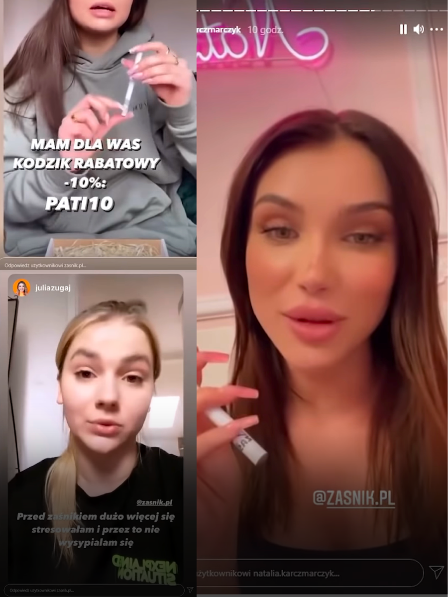 Influencerzy promują Zaśnik