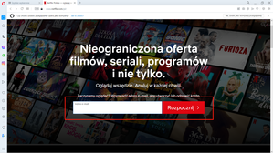 Netflix: wpisujemy adres mail na jaki zarejestrujemy usługę