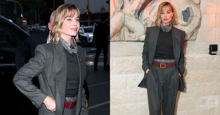 Margot "najpiękniejsza kobieta na świecie" Robbie bryluje na evencie w szarym garniturze. Jak wam się podoba w nowych włosach? (ZDJĘCIA)