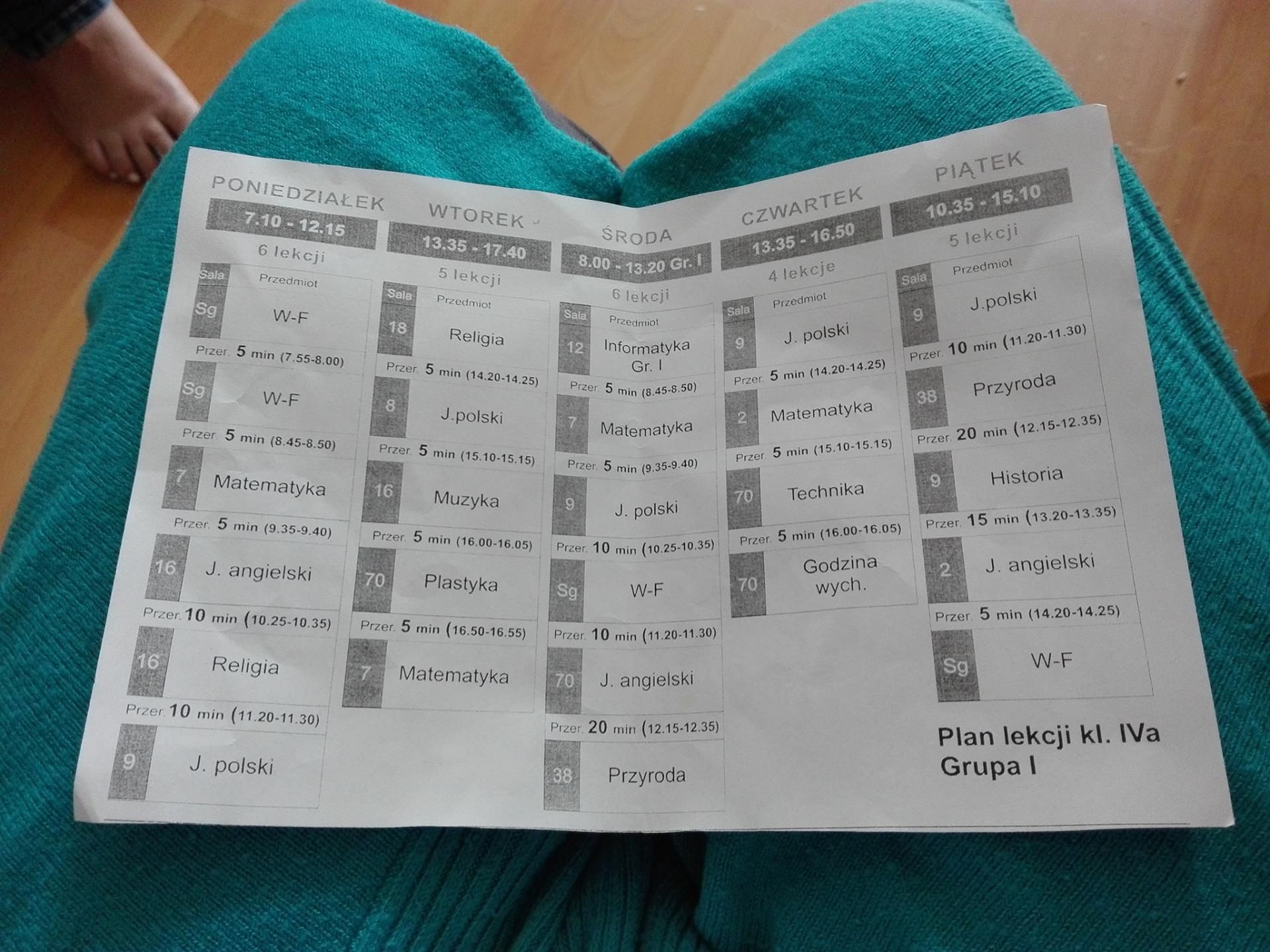 Plan ucznia 4. klasy