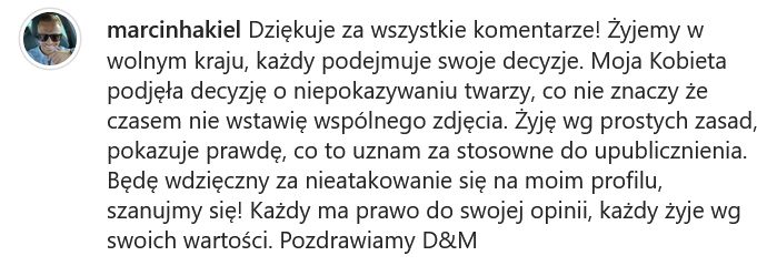 Marcin Hakiel nie pokaże twarzy nowej ukochanej