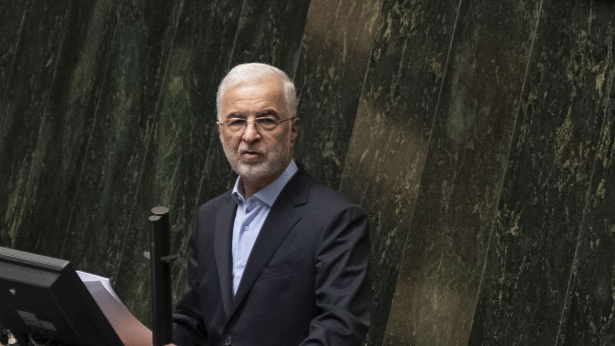 A commander of the Islamic Revolutionary Guard Corps (IRGC) and nominee for Interior Minister, Eskandar Momeni, 62, is speaking to lawmakers in the Iranian Parliament in Tehran, Iran, on August 20, 2024. Iranian lawmakers are examining the qualifications of the ministers proposed by new Iranian President, Masoud Pezeshkian, in the public hall of the parliament. (Photo by Morteza Nikoubazl/NurPhoto via Getty Images)