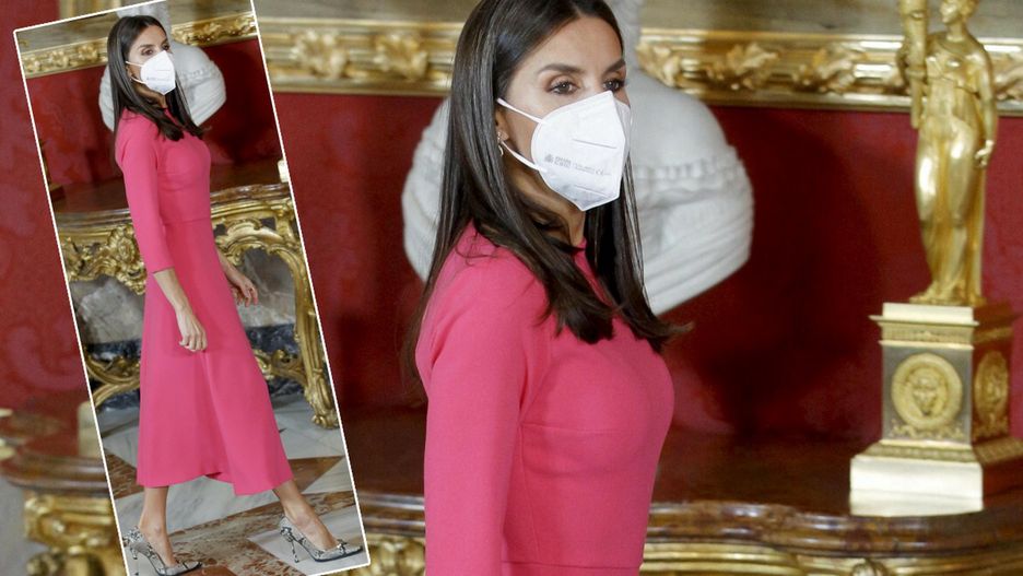 Królowa Hiszpanii Letizia postawiła na mocny róż. Ma 49 lat, ale nie wygląda na swój wiek