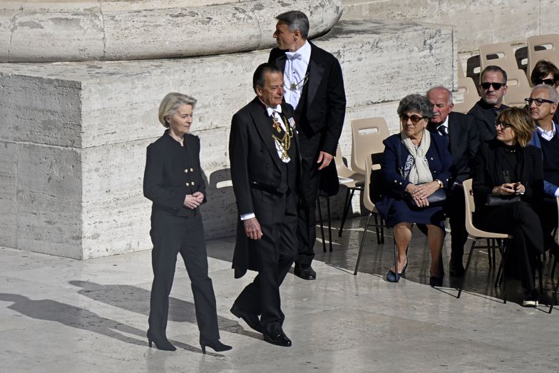 European Commission President Ursula von der Leyen during the funeral of Pope Francis in St. Peter's Square. Vatican City (Vatican), April 26th, 2025 (Photo by Rocco Spaziani/Archivio Spaziani/Mondadori Portfolio via Getty Images)