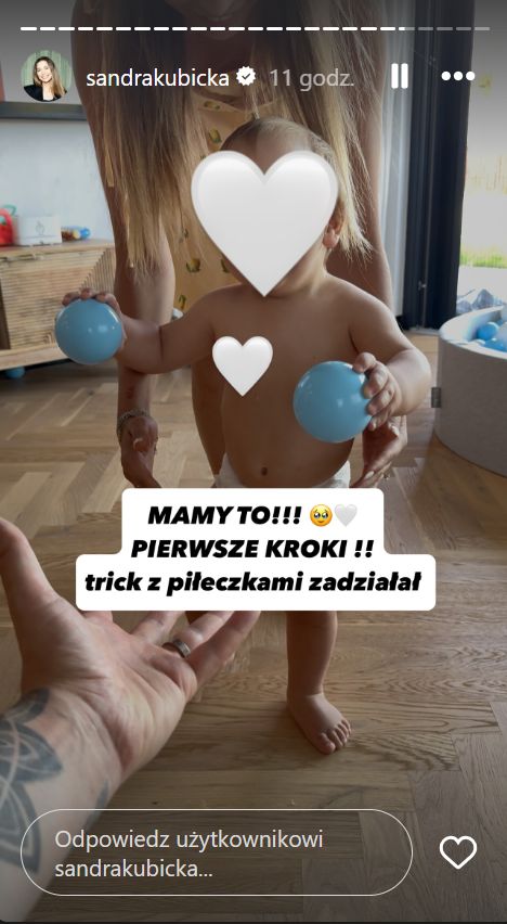 Syn Sandry Kubickiej i Barona zaczął chodzić