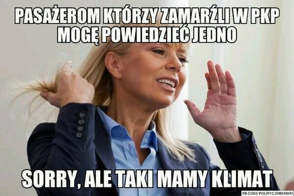 "Sorry, taki mamy klimat". Bieńkowska i zamarznięte pociągi w memach 2