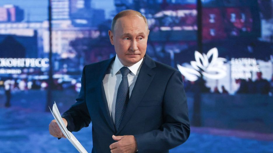 Temporary
Russian President Vladimir Putin walks to deliver a speech during a plenary session at the Eastern Economic Forum in Vladivostok, Russia, Wednesday, Sept. 7, 2022. (Stanislav Krasilnikov/TASS News Agency Host Pool Photo via AP)
POOL TASS Host Photo Agency