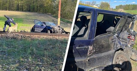 Nie mógł dalej jechać, porzucił auto na torowisku. 27-latek zatrzymany