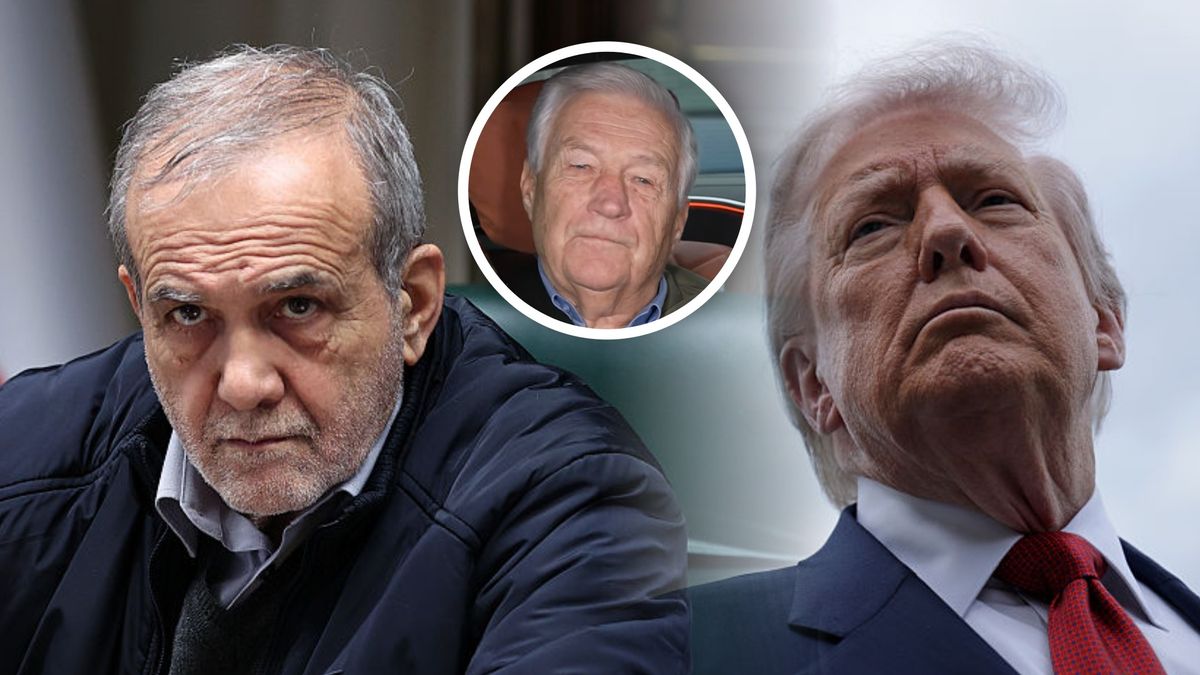 Prezydenci Iranu, Massoud Pezeshkian (L) i USA Donald Trump. W ś