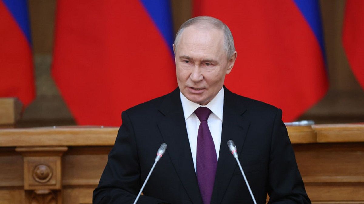 Putin Attends Parliamentary Conference In St. PetersburgSAINT PETERSBURG, RUSSIA - APRIL 27: Russian President Vladimir Putin addresses participants during a plenary session of the Council of Legislators at the Taurade Palace, on April 27, 2026 in Saint Petersburg, Russia. Putin arrived to Saint Petersburg to mark the Day of Russian Parliamentarism. (Photo by Contributor/Getty Images)Contributor