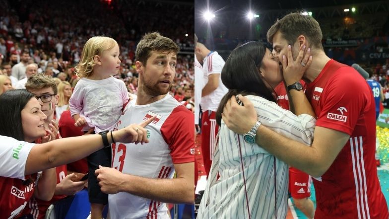 Żony i partnerki gratulują siatkarzom po meczu Polska - Serbia