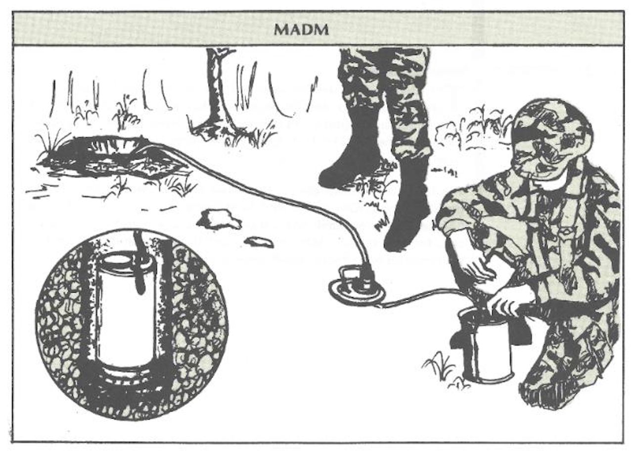 Fragment wojskowej instrukcji pokazującej umieszczenie ładunku MADM
